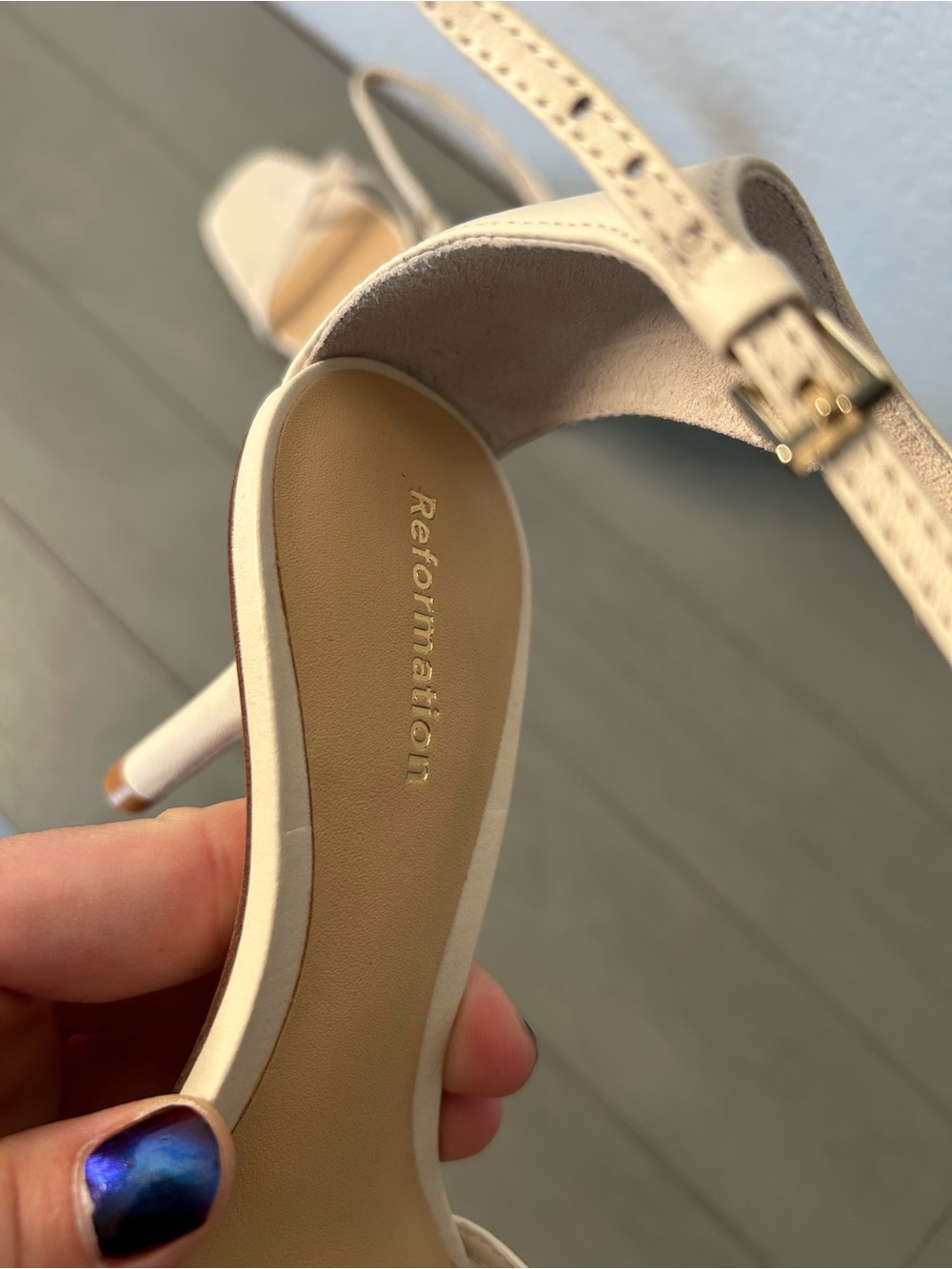Reformation Gigi Cream Strappy Ankle-Strap Heels Anthropologie size 5 - Picture 8 of 10